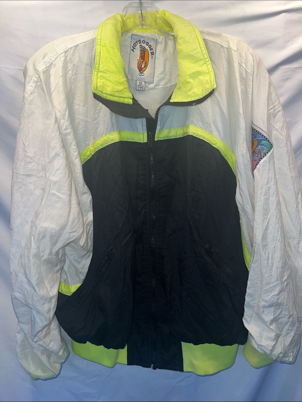 Hotdogger Neon Lime Trim Black & White Jacket